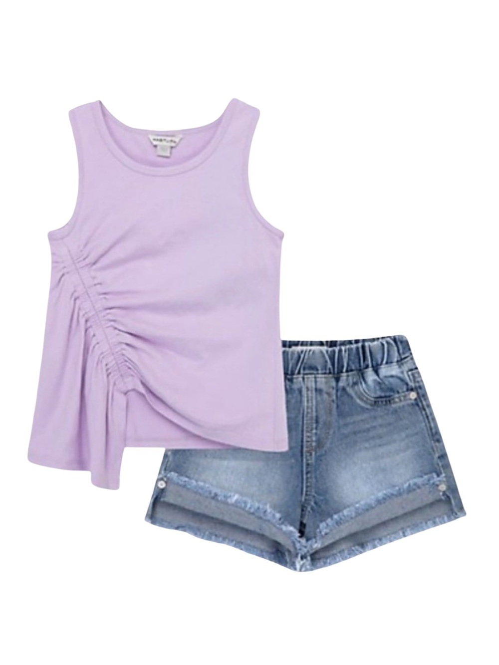 HABITUAL TODDLER GIRL RUCHED TOP & DENIM SHORTS